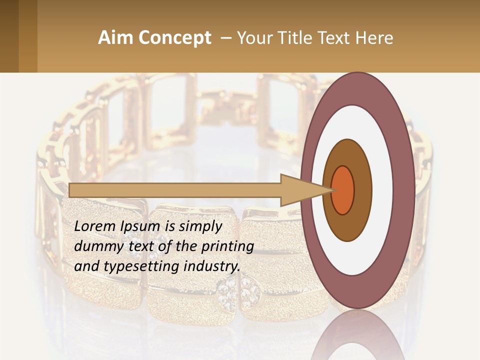 A Gold Bracelet With Diamonds On A White Background PowerPoint Template