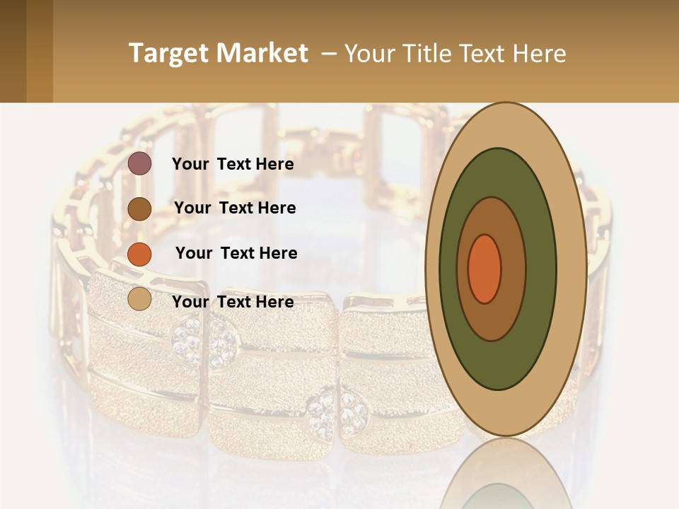 A Gold Bracelet With Diamonds On A White Background PowerPoint Template
