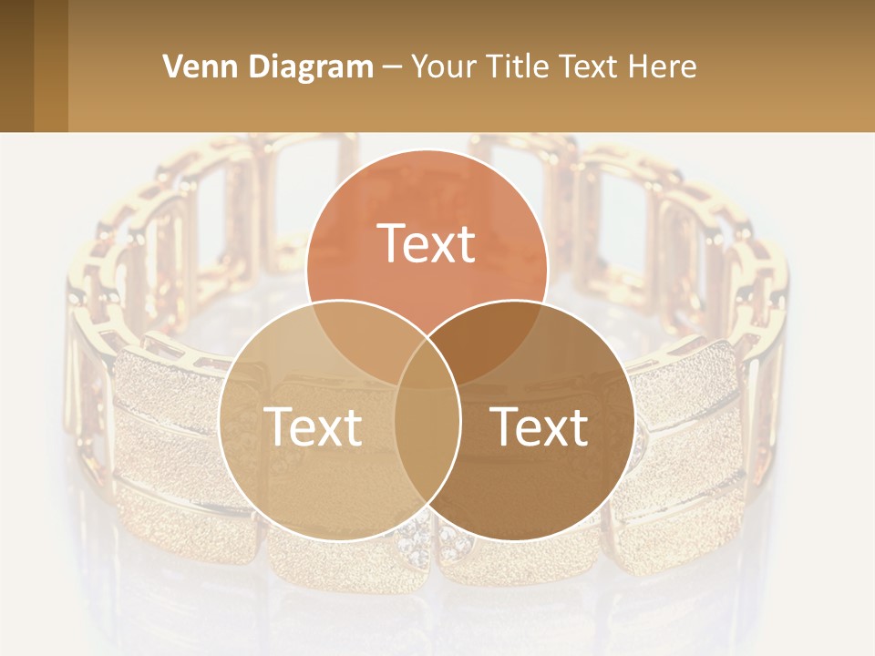 A Gold Bracelet With Diamonds On A White Background PowerPoint Template
