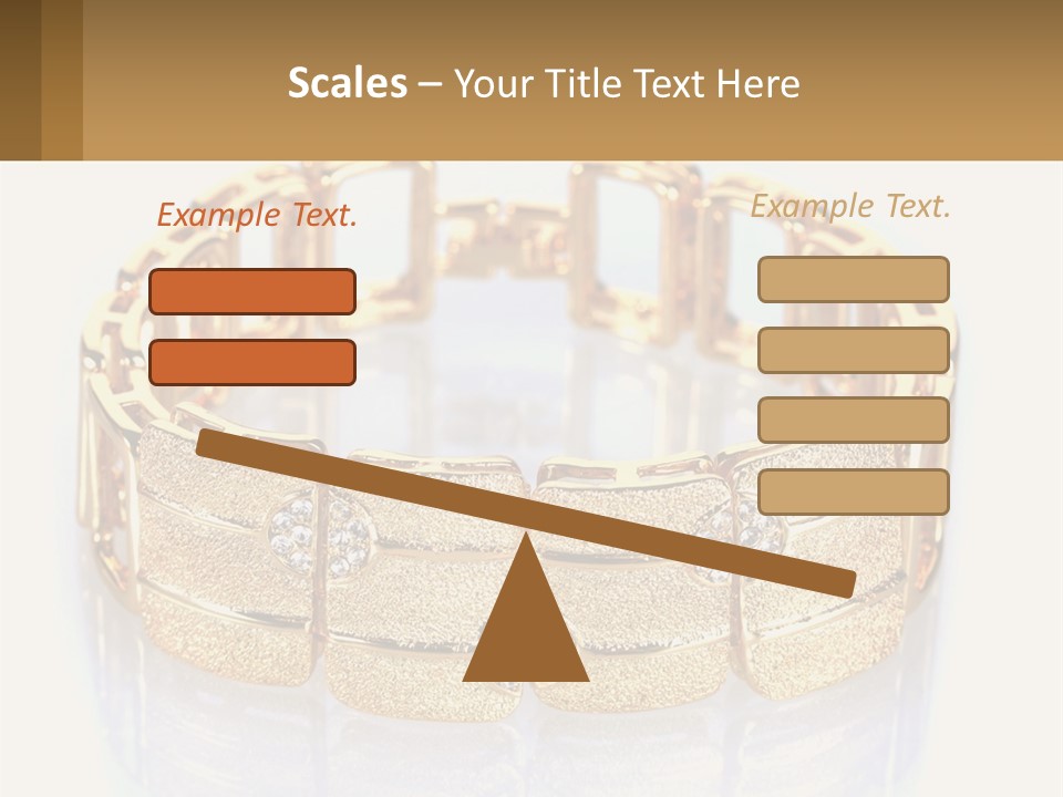 A Gold Bracelet With Diamonds On A White Background PowerPoint Template