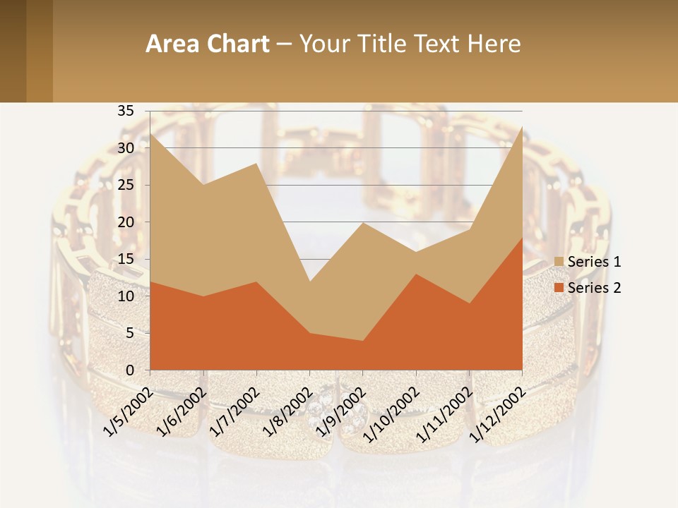 A Gold Bracelet With Diamonds On A White Background PowerPoint Template