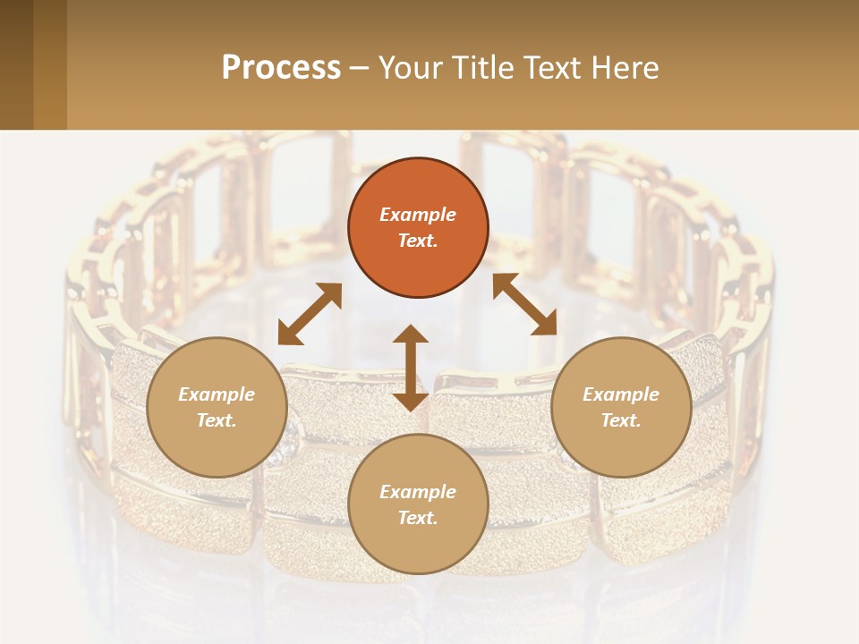 A Gold Bracelet With Diamonds On A White Background PowerPoint Template