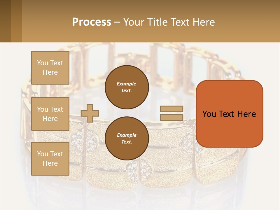 A Gold Bracelet With Diamonds On A White Background PowerPoint Template