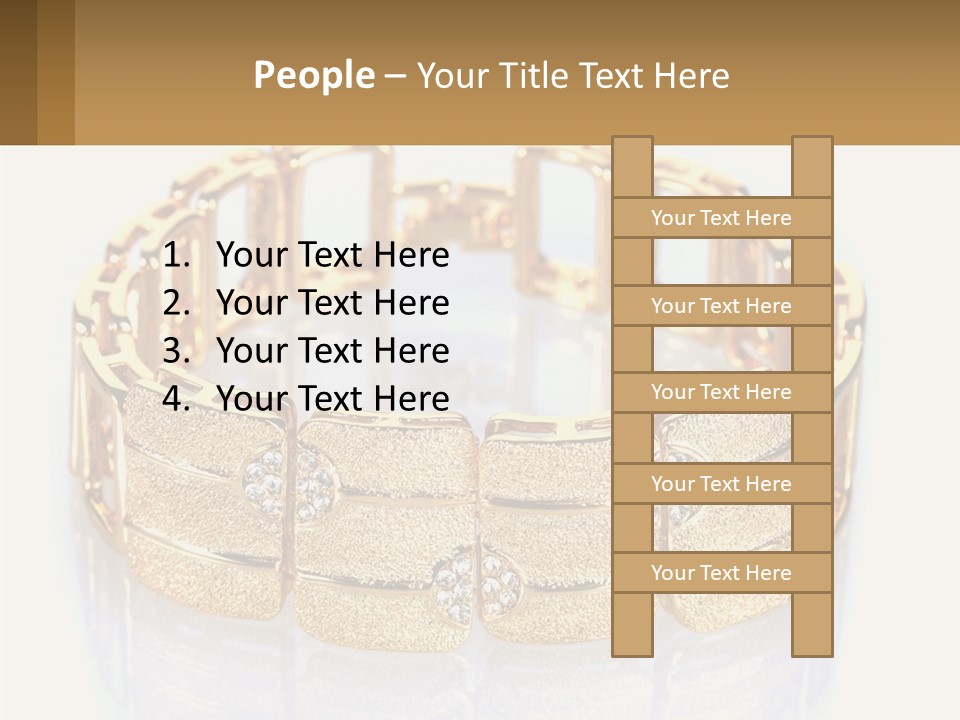 A Gold Bracelet With Diamonds On A White Background PowerPoint Template