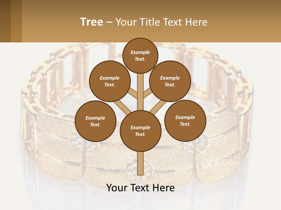 A Gold Bracelet With Diamonds On A White Background PowerPoint Template