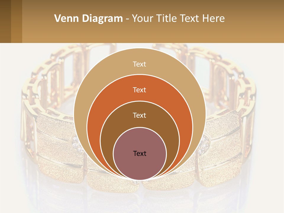 A Gold Bracelet With Diamonds On A White Background PowerPoint Template