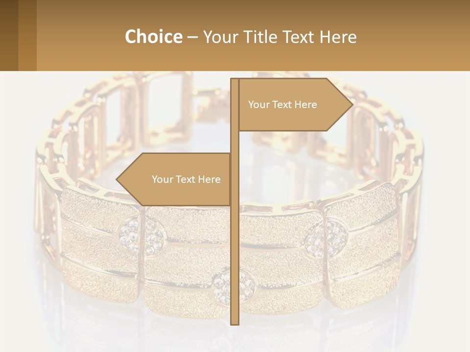 A Gold Bracelet With Diamonds On A White Background PowerPoint Template