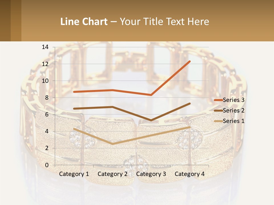 A Gold Bracelet With Diamonds On A White Background PowerPoint Template