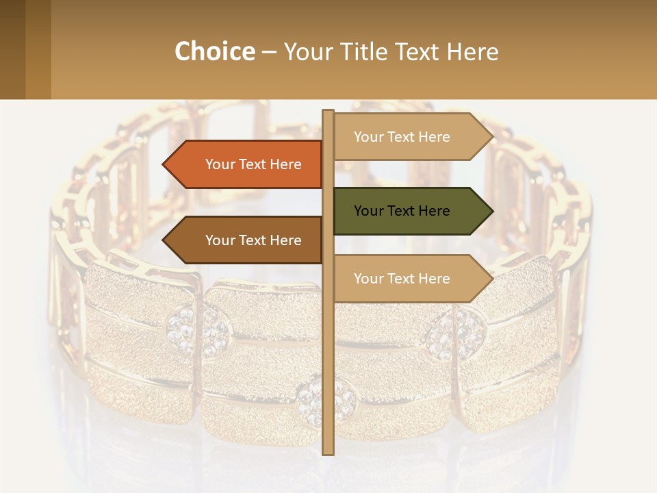 A Gold Bracelet With Diamonds On A White Background PowerPoint Template