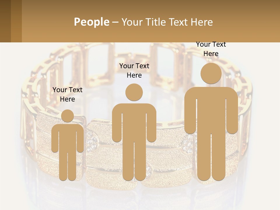 A Gold Bracelet With Diamonds On A White Background PowerPoint Template