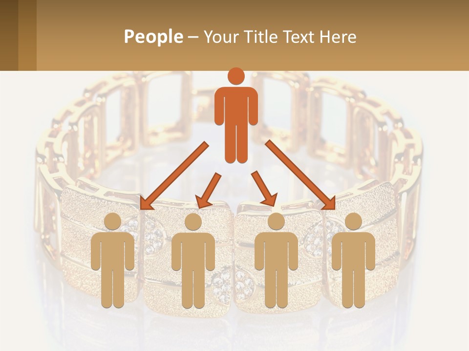 A Gold Bracelet With Diamonds On A White Background PowerPoint Template