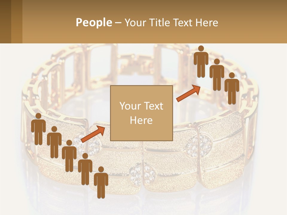 A Gold Bracelet With Diamonds On A White Background PowerPoint Template