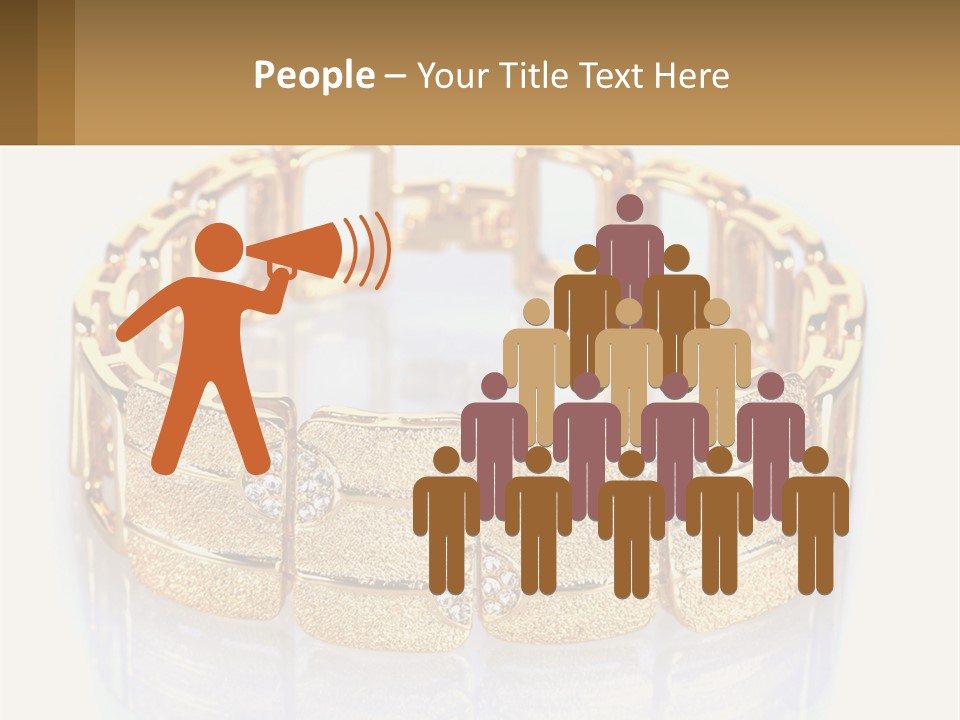 A Gold Bracelet With Diamonds On A White Background PowerPoint Template