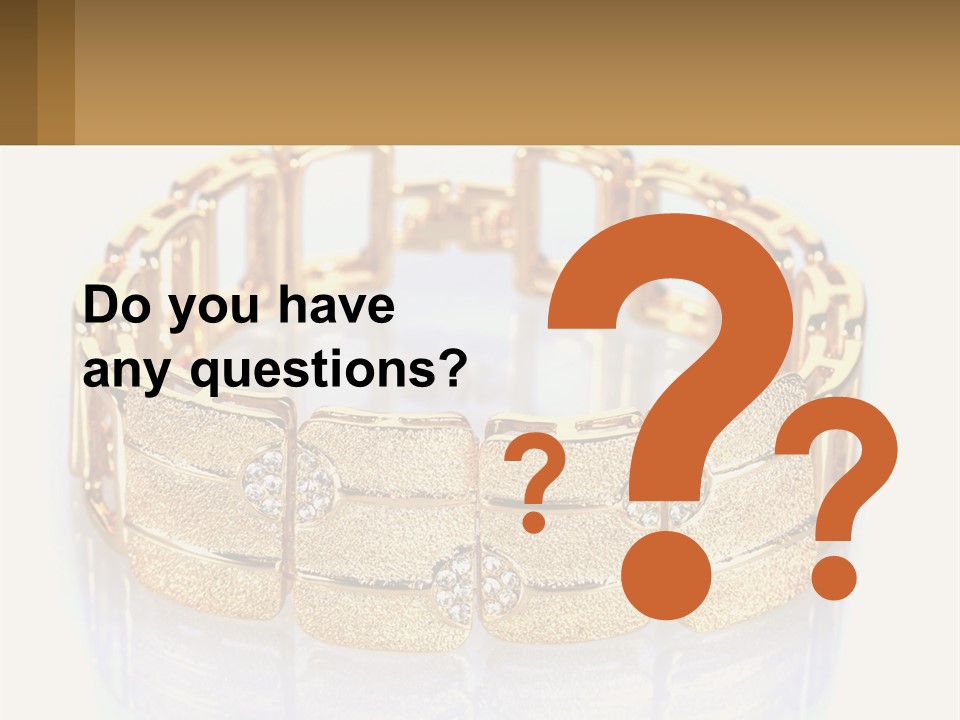 A Gold Bracelet With Diamonds On A White Background PowerPoint Template