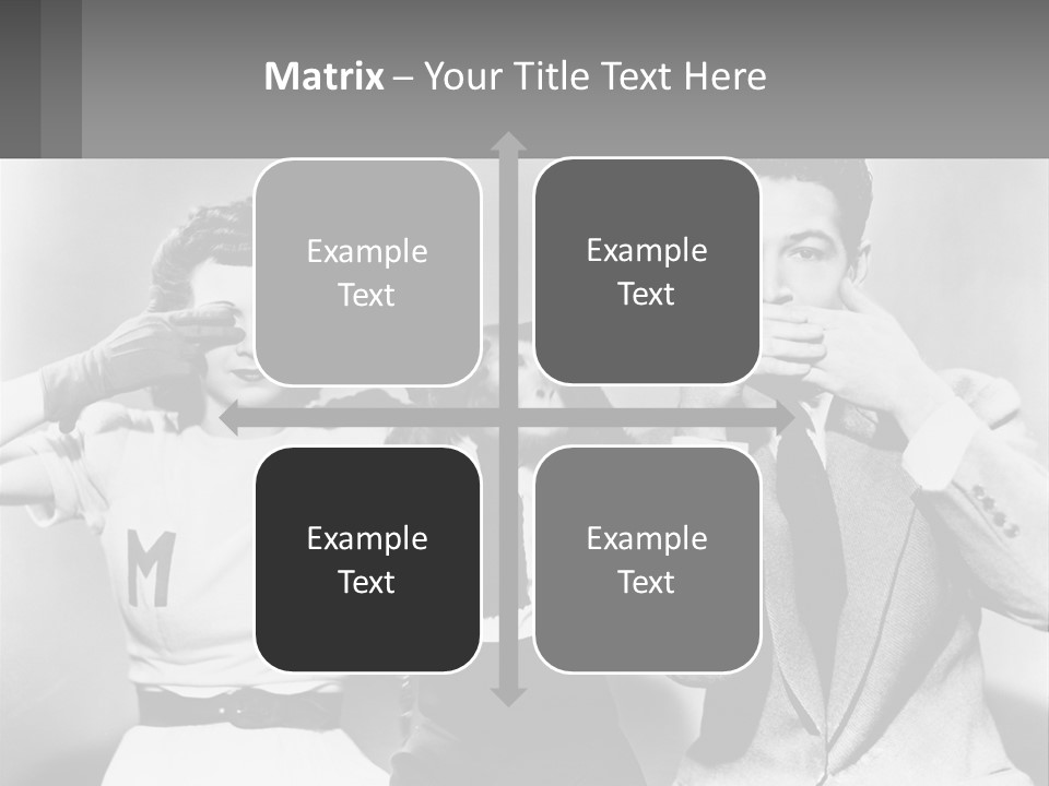 A Group Of People With Monkeys Covering Their Eyes PowerPoint Template