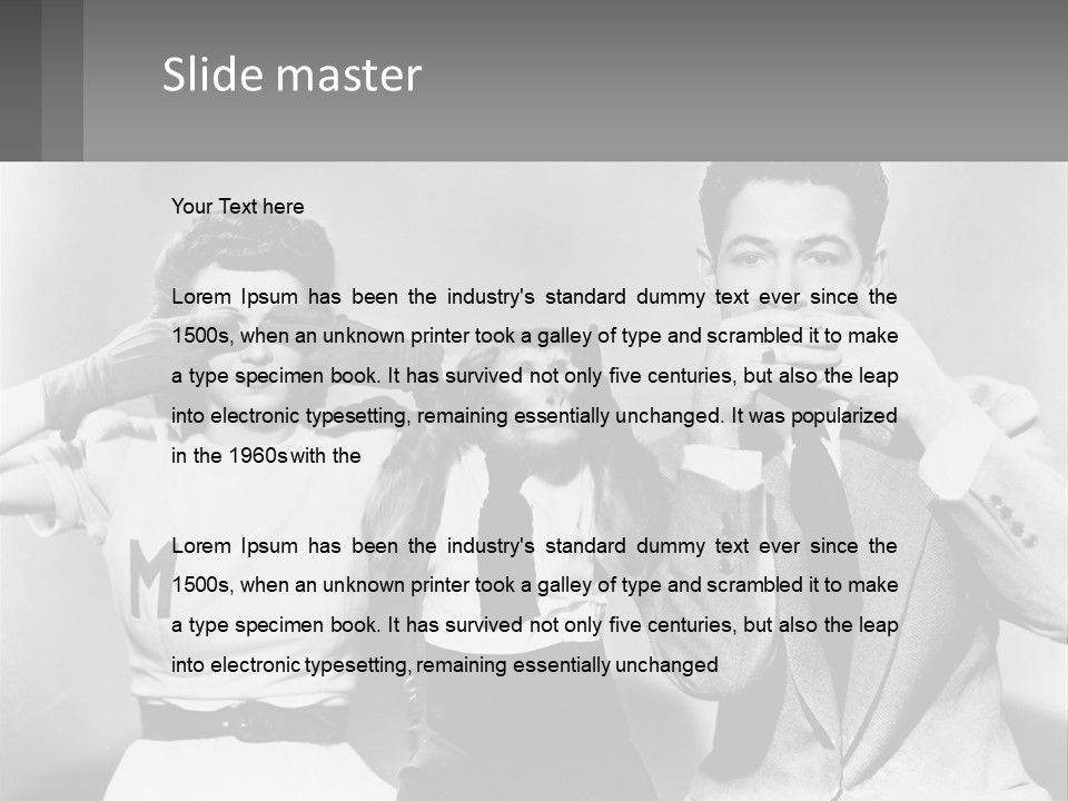 A Group Of People With Monkeys Covering Their Eyes PowerPoint Template