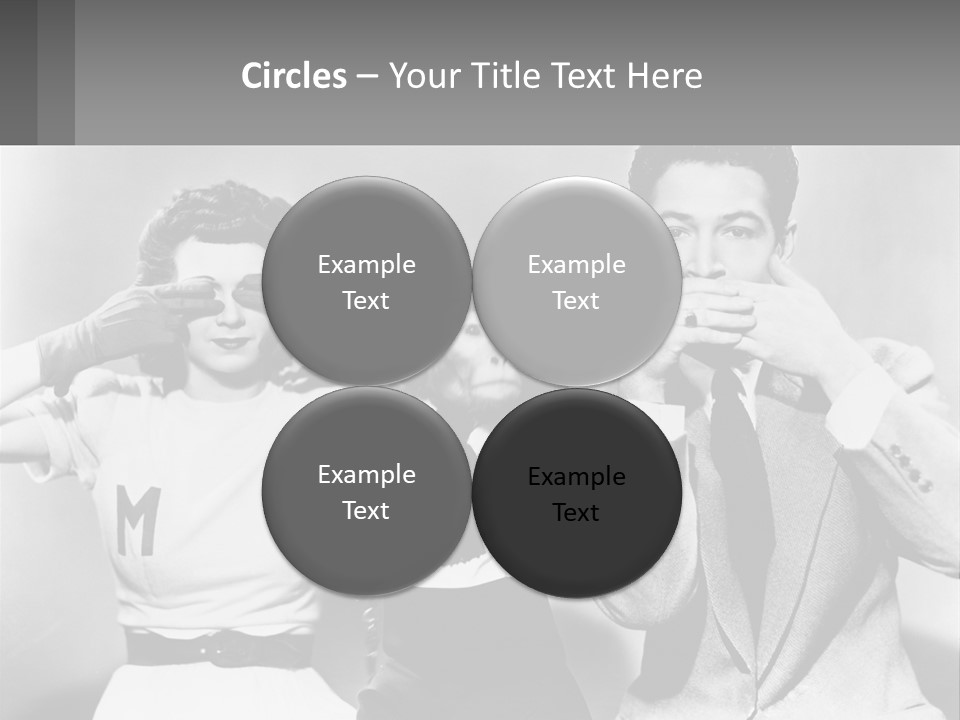 A Group Of People With Monkeys Covering Their Eyes PowerPoint Template