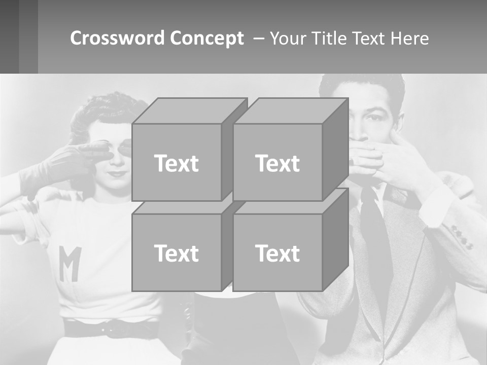 A Group Of People With Monkeys Covering Their Eyes PowerPoint Template