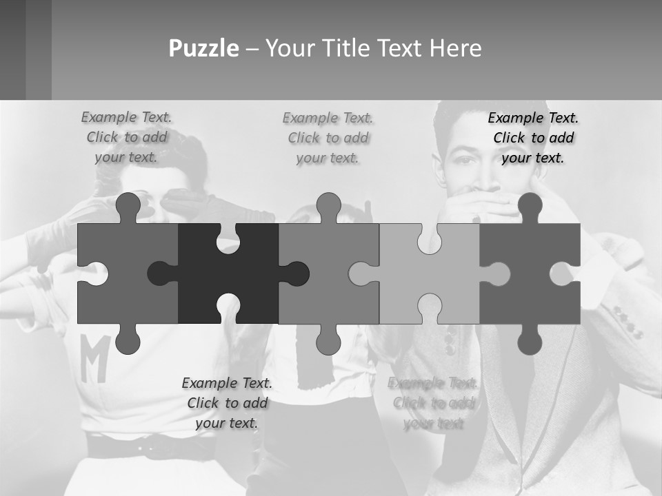 A Group Of People With Monkeys Covering Their Eyes PowerPoint Template