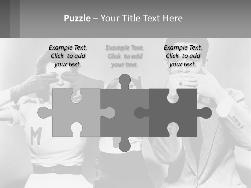 A Group Of People With Monkeys Covering Their Eyes PowerPoint Template