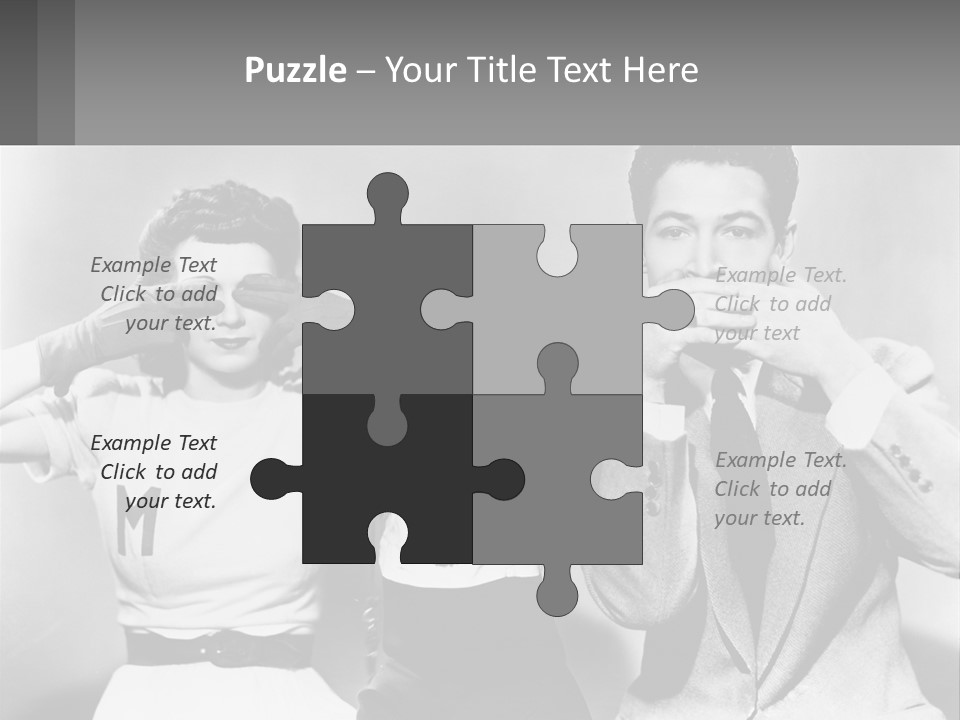 A Group Of People With Monkeys Covering Their Eyes PowerPoint Template