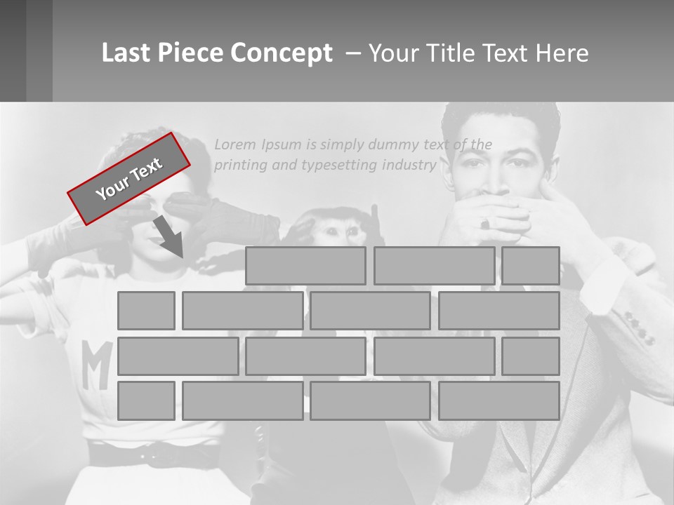 A Group Of People With Monkeys Covering Their Eyes PowerPoint Template