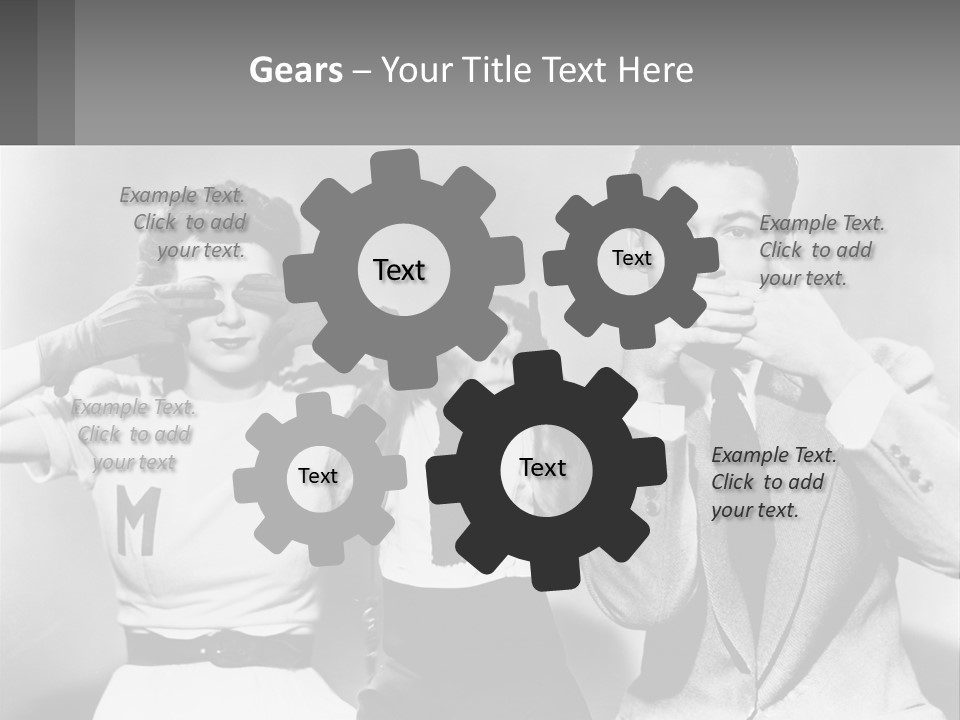 A Group Of People With Monkeys Covering Their Eyes PowerPoint Template