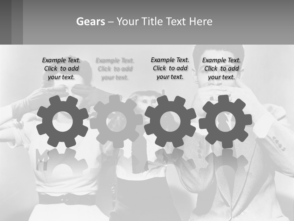 A Group Of People With Monkeys Covering Their Eyes PowerPoint Template