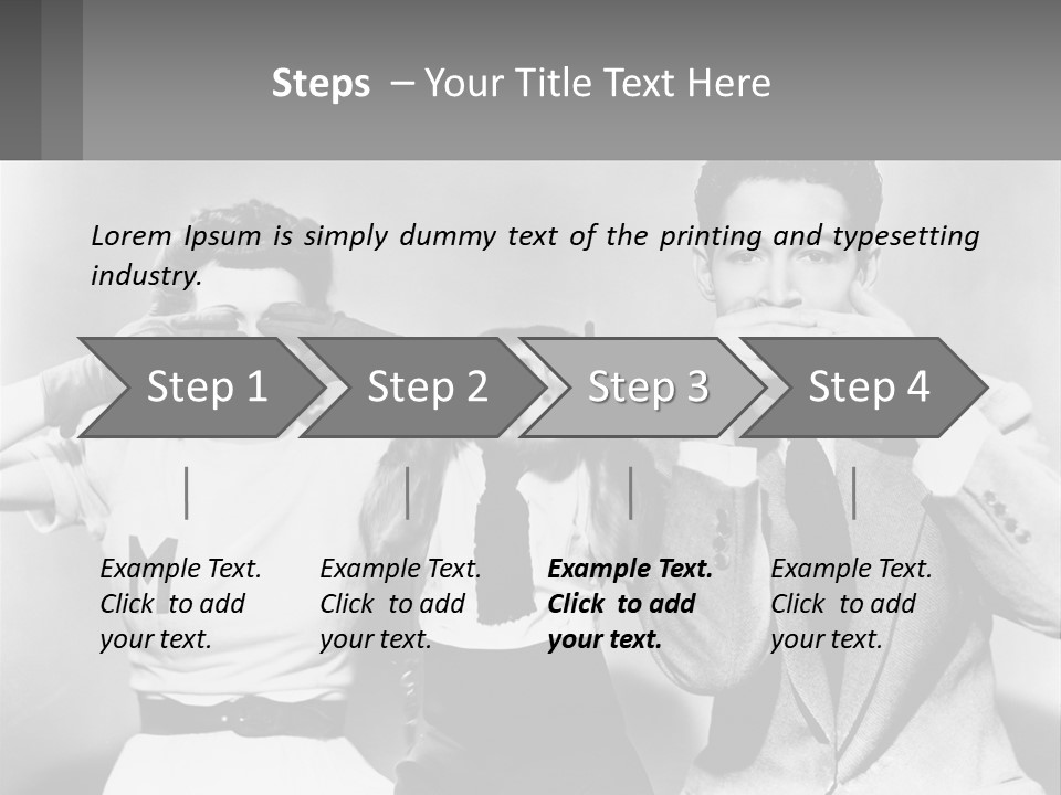 A Group Of People With Monkeys Covering Their Eyes PowerPoint Template