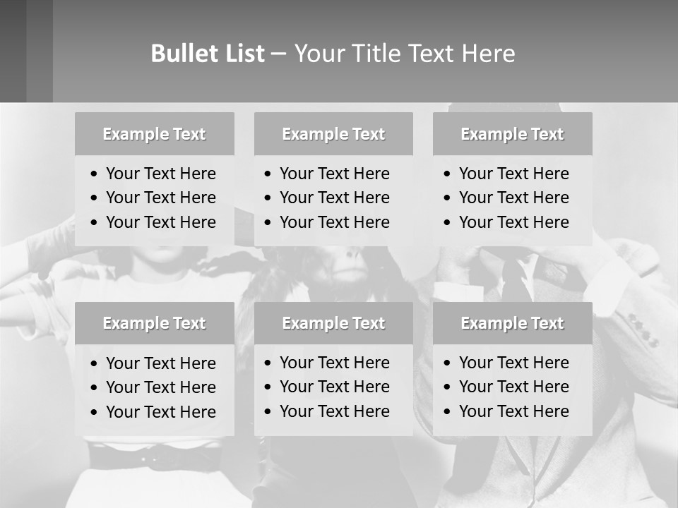 A Group Of People With Monkeys Covering Their Eyes PowerPoint Template