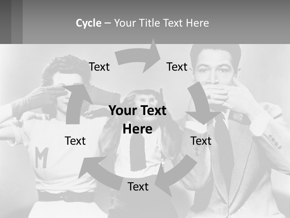 A Group Of People With Monkeys Covering Their Eyes PowerPoint Template