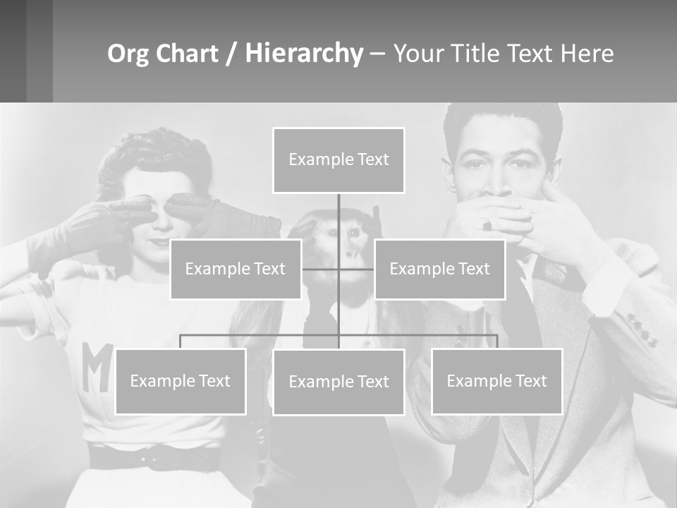 A Group Of People With Monkeys Covering Their Eyes PowerPoint Template