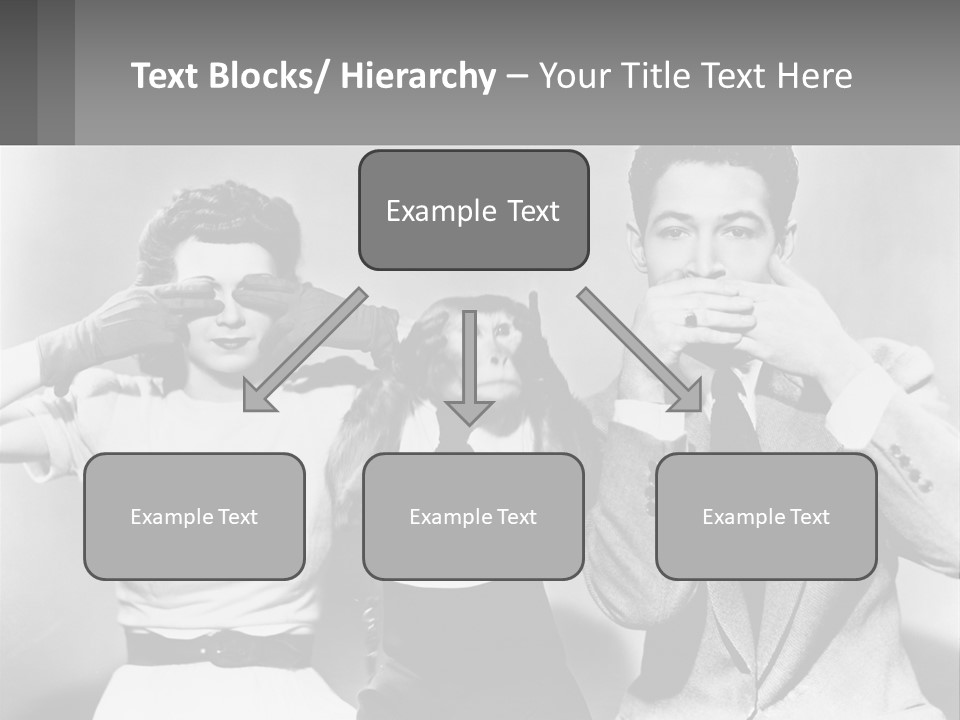 A Group Of People With Monkeys Covering Their Eyes PowerPoint Template