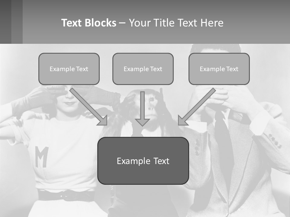 A Group Of People With Monkeys Covering Their Eyes PowerPoint Template