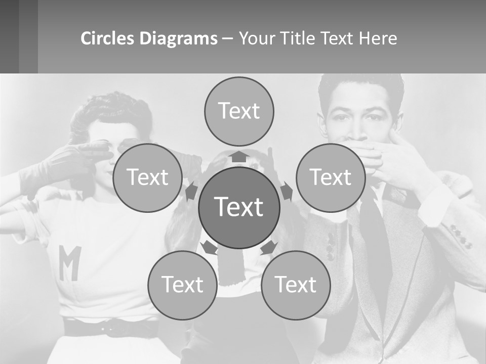 A Group Of People With Monkeys Covering Their Eyes PowerPoint Template