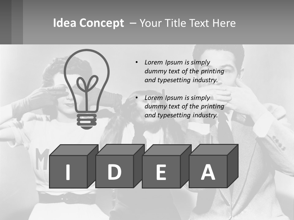 A Group Of People With Monkeys Covering Their Eyes PowerPoint Template