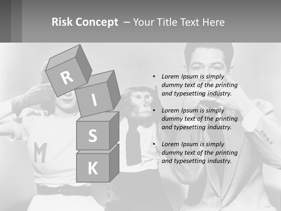 A Group Of People With Monkeys Covering Their Eyes PowerPoint Template