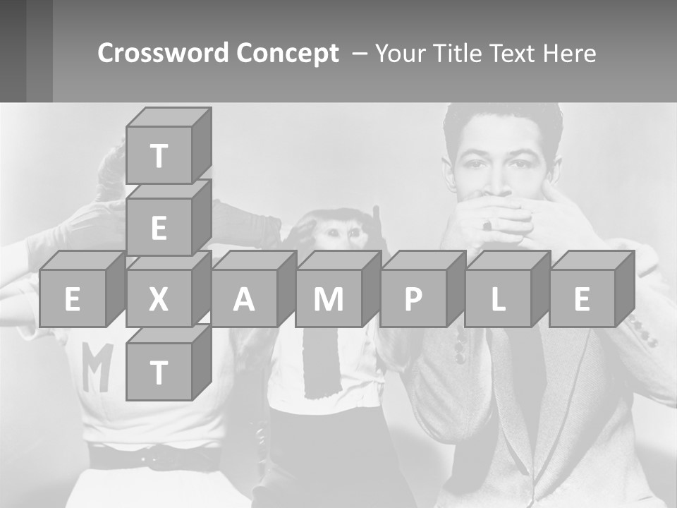 A Group Of People With Monkeys Covering Their Eyes PowerPoint Template