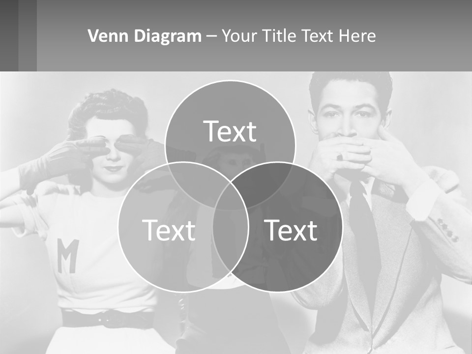 A Group Of People With Monkeys Covering Their Eyes PowerPoint Template