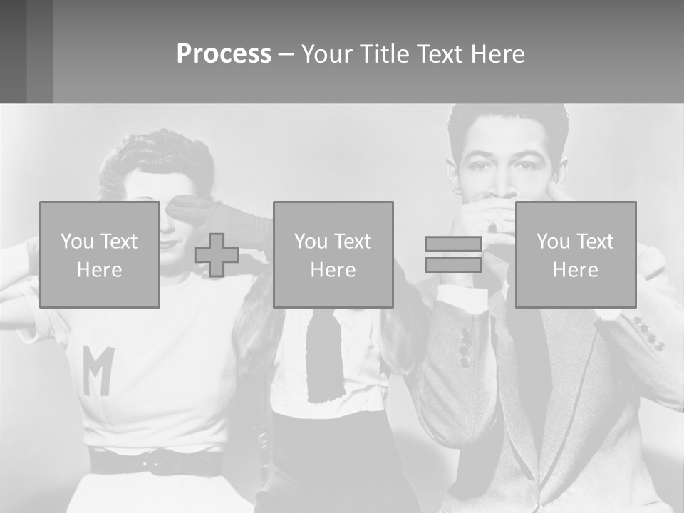 A Group Of People With Monkeys Covering Their Eyes PowerPoint Template