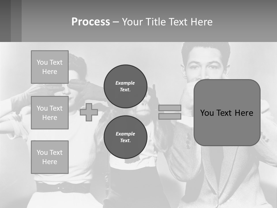 A Group Of People With Monkeys Covering Their Eyes PowerPoint Template