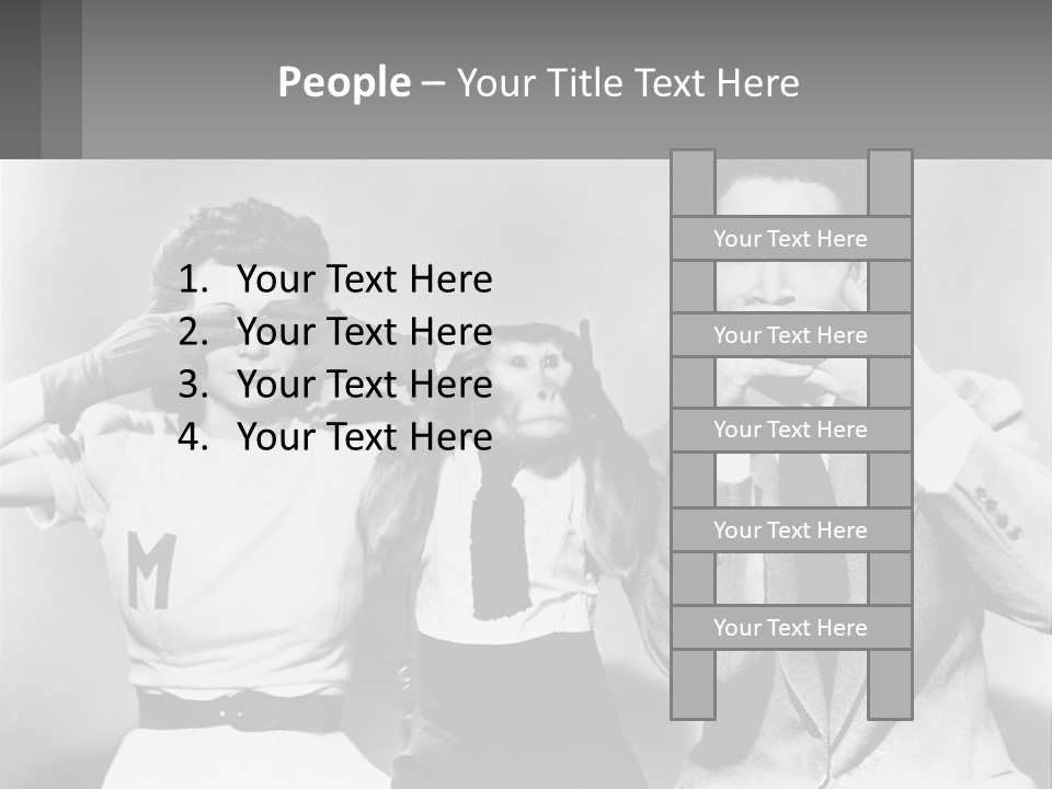 A Group Of People With Monkeys Covering Their Eyes PowerPoint Template