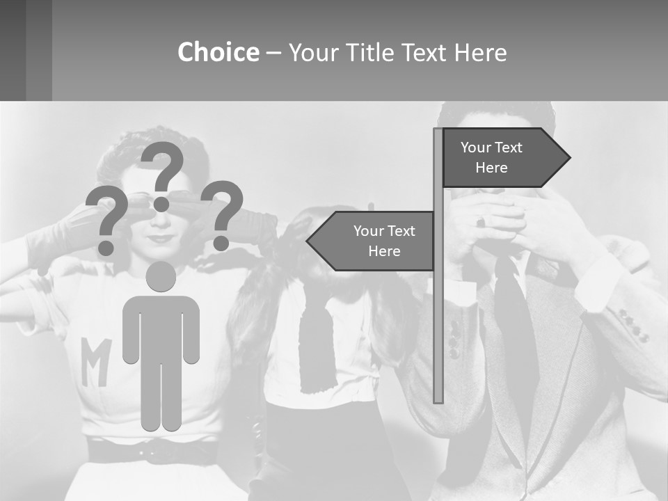 A Group Of People With Monkeys Covering Their Eyes PowerPoint Template