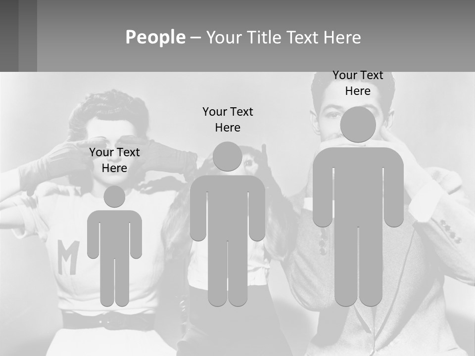 A Group Of People With Monkeys Covering Their Eyes PowerPoint Template