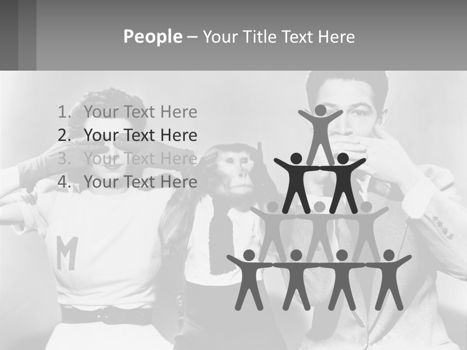 A Group Of People With Monkeys Covering Their Eyes PowerPoint Template