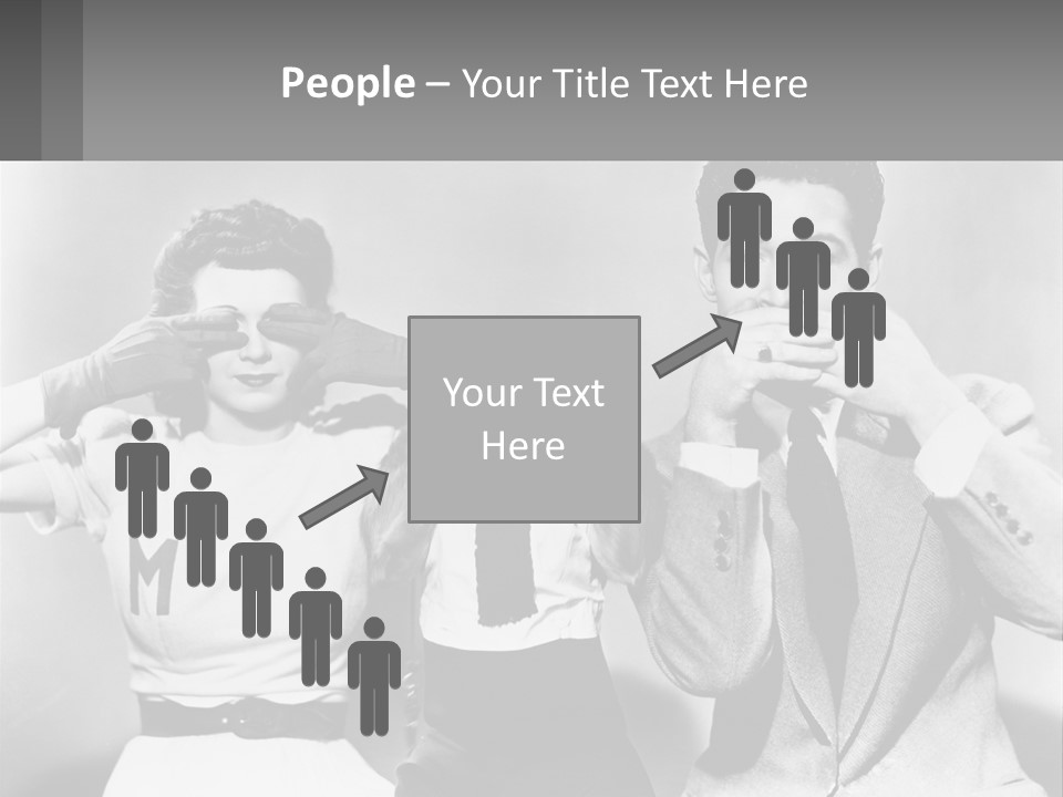 A Group Of People With Monkeys Covering Their Eyes PowerPoint Template