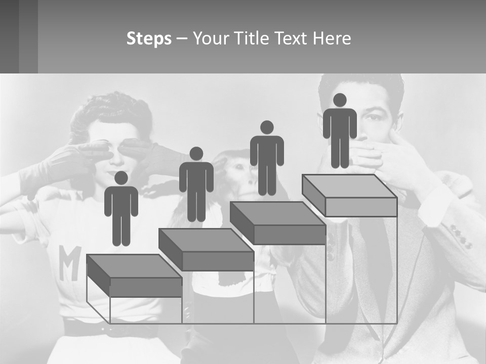 A Group Of People With Monkeys Covering Their Eyes PowerPoint Template