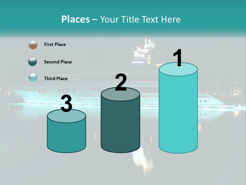 A Large White Boat In The Water At Night PowerPoint Template