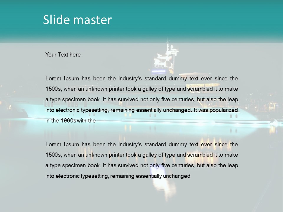 A Large White Boat In The Water At Night PowerPoint Template