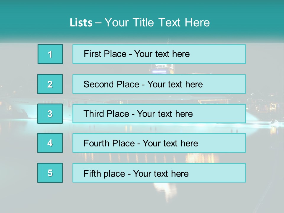 A Large White Boat In The Water At Night PowerPoint Template